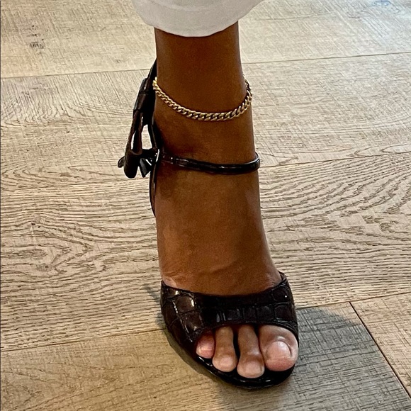 Miu Miu croc embossed bow ankle strap sandals - Picture 12 of 12